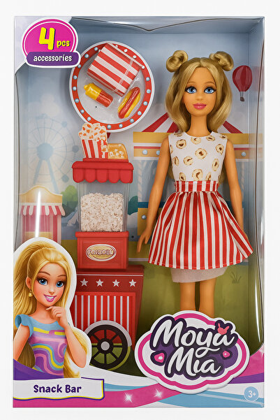 Moya Mia Dolls–Themed Sets with Accessories (Pizza Chef/Snack Bar/Beach Fun), 29cm, multiple accessories