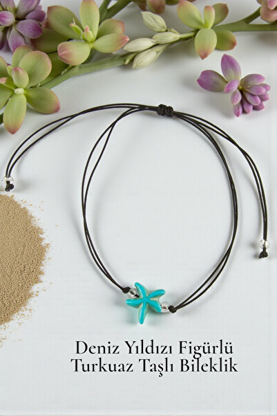 NBS Beautiful Naturel Stones Turquoise Stone Bracelet with Starfish Figure