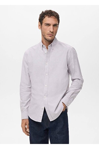 MANGO Man Kodak çizgili %100 pamuklu gömlek