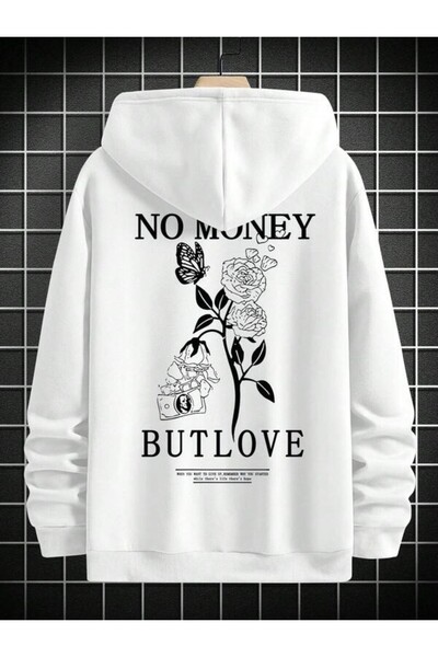 LAVİTTA No Money but Love Printed Hooded Sweatshirt