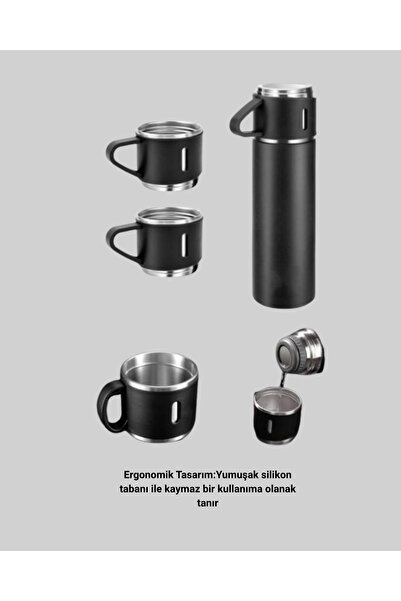 ZERO LAND Lvsqvr Stainless Thermos and Double Cup Set | 6-12 Hours (205642) Keeps Warm/Cold