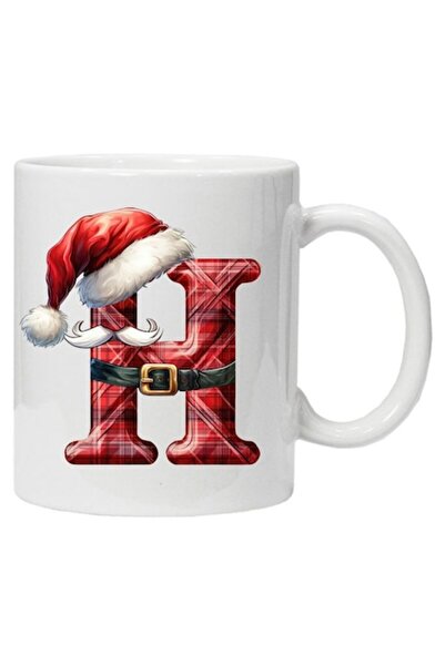 CRD PRINT Cană personalizată cu imprimeu de iarnă „inițiala H”, model 3, albă...