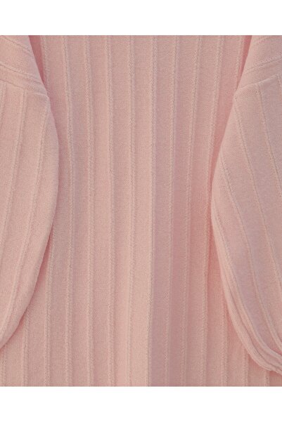 Modamorfo Corded Fabric Slit Yumoş Knitwear Tunic -Powder