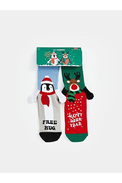 LC Waikiki Christmas Themed Men's Socks 2-Piece Set (W5)