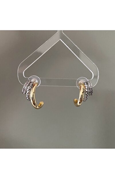 gaila design Üç Halkalı Görünümlü Çift Renk Küpe