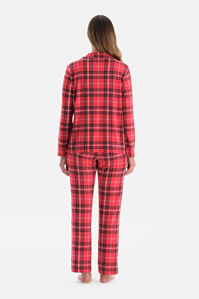 Dagi Red Plaid Thermal Shirt Pants Pajama Set