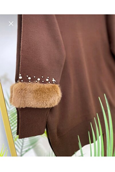 semela Tricot Suit with Plush and Pearl Details on the Sleeves