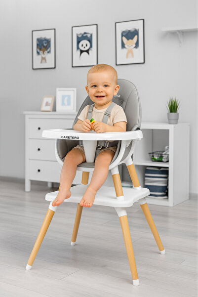 Caretero Scaun de Masa Transformabil Tuva 2in1, Gri, 6 Luni – 3 Ani