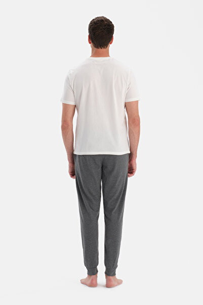 Dagi Black-Anthracite Melange Jogger Double Knitted Trousers