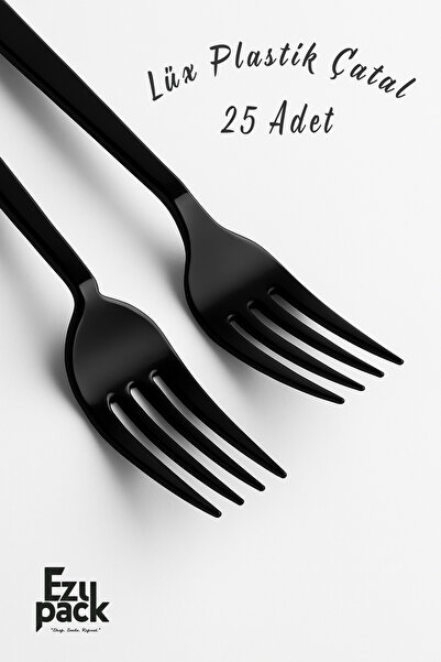 Ezupack 25-Piece Luxury Hard Plastic Black Forks Party Birthday Presentation ...