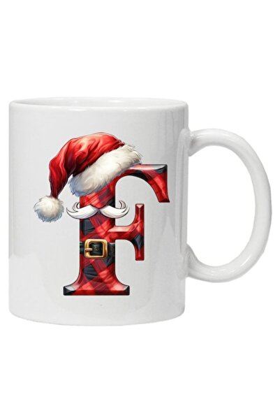 CRD PRINT Cană personalizată cu imprimeu de iarnă „inițiala F”, model 3, albă...