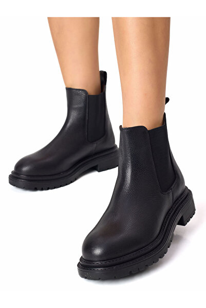RUJO Siyah Flotter Hakiki Deri Soft Chelsea Kadın Bot
