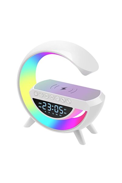 stuffix Smart LED RGB Night Lamp with 15W Wireless Charger, 5W Bluetooth Speaker, USB/FM/MicroSD/AUX, Clock