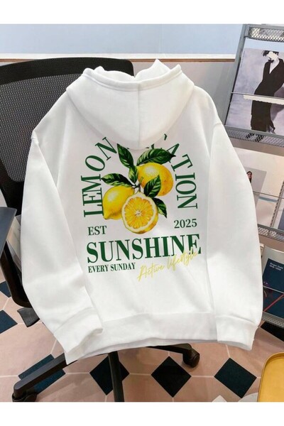 LAVİTTA Lemon Sunshine Written Printed Unisex Oversized Hooded Hoodie