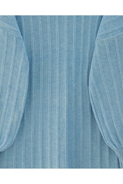 Modamorfo Corded Fabric Slit Yumoş Knitwear Tunic - Light Blue