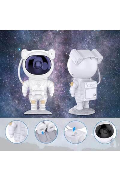stuffix Astronaut Atmosphere LED Projector — Stars & Nebula, 8 Colors, Remote, Magnetic Head, 360° Adjust
