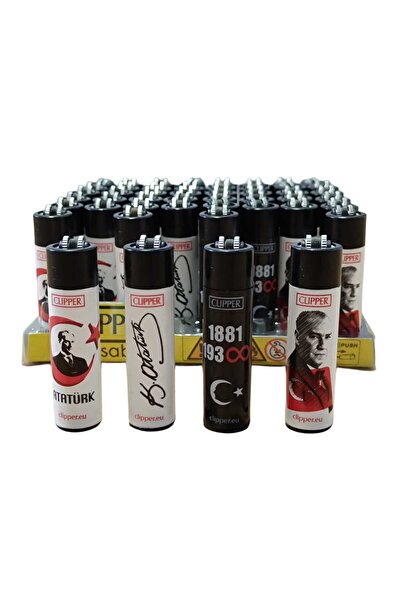 BKJET Clipper Atatürk , İmzası ve Türk Bayrağı Çakmaklı Taşlı Çakmak