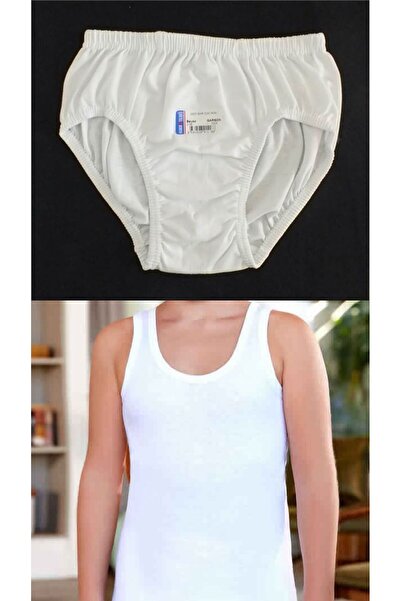 HB TREND Boy's White Combed Cotton Undershirt and Underwear Set 6 Pieces 0036