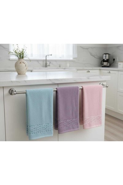Mela Home Knitted Patterned 30*50 cm Set of 6 Kitchen Towels - Hand and Face Towels - Dishcloth 100% Cotton