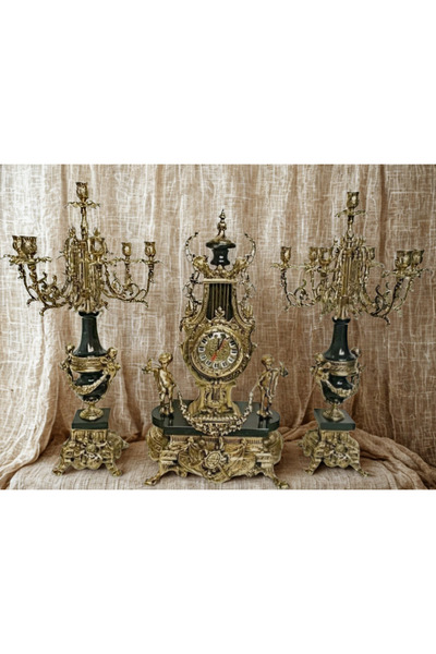 Yaratıcı sanatlar atölyesi 3'lü Saf Pirinç İmparatorluk Tarzı Şamdan Seti Osm...