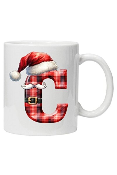 CRD PRINT Cană personalizată cu imprimeu de iarnă „Initial C”, model 3, Alb, ...