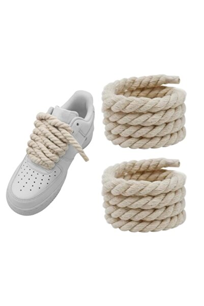 Wanty Șireturi din frânghie 100 cm, bumbac, vârf transparent și textură transparentă, crem