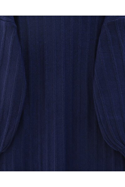 Modamorfo Corded Fabric Slit Yumoş Knitwear Tunic - Navy
