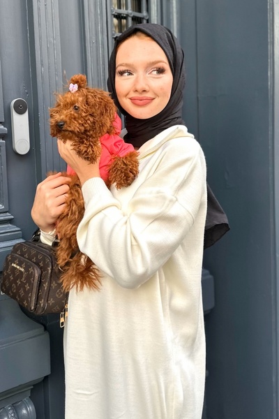 Kombinazon Drap Triko Zippered Dress