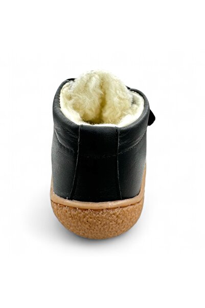 Kidopo Camp Black Leather Boots with Fur