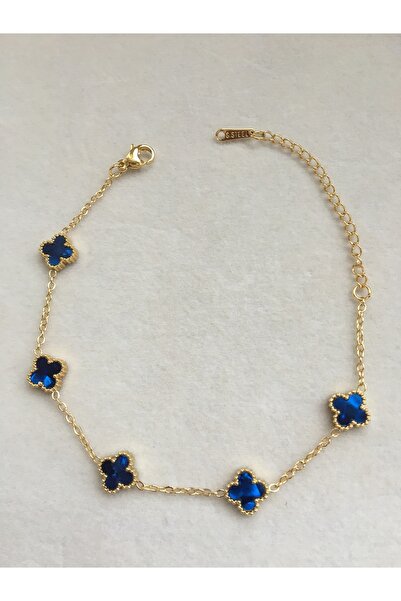 GUNESTAKI سوار من الفولاذ الهولوغرامي الصغير باللون الأزرق الداكن والذهبي