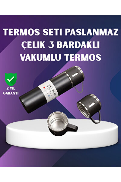 ZERO LAND Lvsqvr Stainless Thermos and Double Cup Set | 6-12 Hours (205642) Keeps Warm/Cold