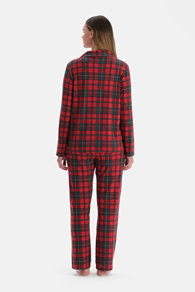 Dagi Red Plaid Thermal Shirt Pants Pajama Set