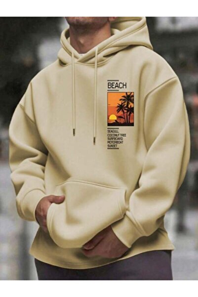 LAVİTTA Beach Sunset Printed Unisex Oversized Hooded Hoodie