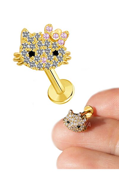 MORNEVA Hello Kitty Kıkırdak Kulak Helix Conch Tragus Piercingi (1 Adet)