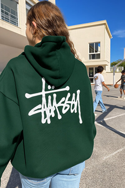 CLASSY.MODA Unisex oversized 3 Thread Street Style K με κουκούλα Πίσω μέρος B...