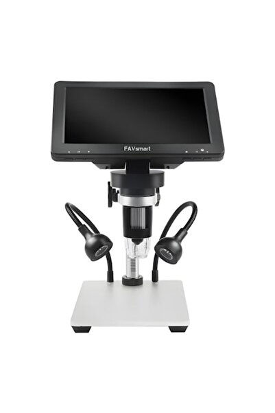 FAVsmart Microscop Digital Avansat 12MP, Zoom 10x–1200x, Ecran LCD 7" HD, 1080p, Negru