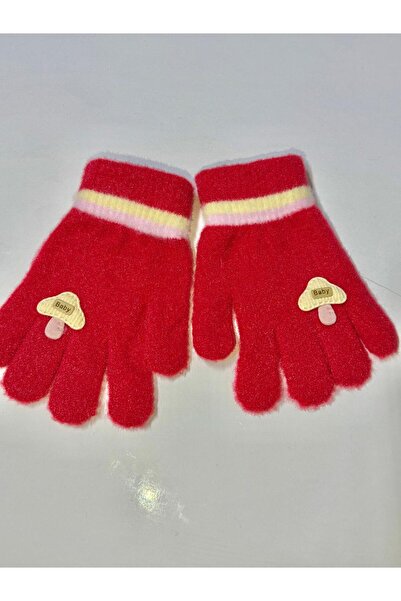 JHTshop Girl's Knitted Jacquard Warm Five-Finger Gloves Cute Hug Bear Embroidered 4-8 Years Old