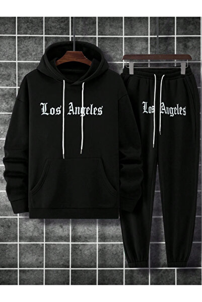 LAVİTTA Los Angeles Written Black Unisex Tracksuit Set