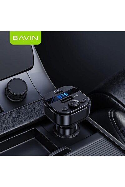 Bavin شاحن سيارة سريع بمنفذي USB 12-24 فولت، مزود بتقنية بلوتوث ومشغل MP3 بقو...