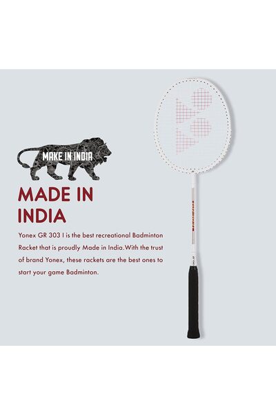 YONEX GR 303i Silver Aluminium Badminton Racquet with Full Cover
