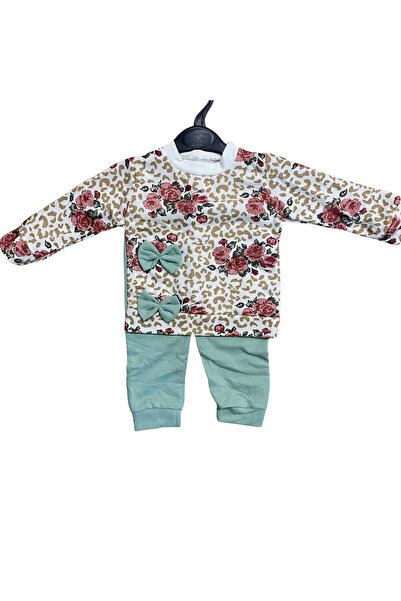 OEM Set copii din două piese cu bluză florală și fundițe – pantaloni asortați