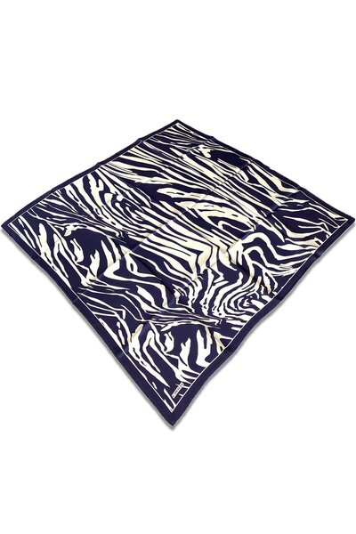 LAWILIA Eșarfă din mătase Tivil cu model mixt albastru închis și alb IST 3167...