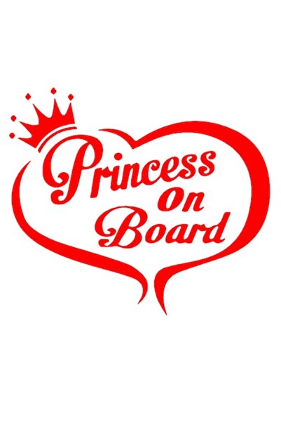 Oracal Princess on board car sticker with heart, waterproof and UV resistant, 20cm, red