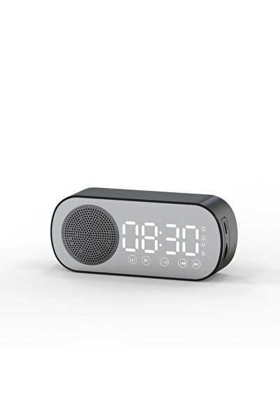 Zilvana Aynalı LED Ekran Bluetooth Hoparlör Alarm Saat FM Radyo ve TF Kart De...