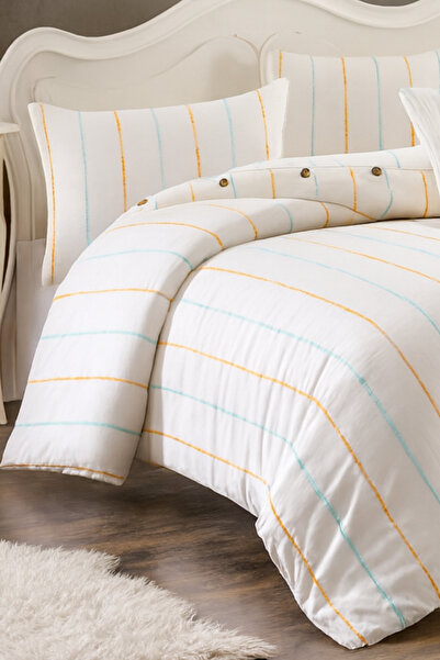 XVA طقم غطاء لحاف مزدوج من القطن من ياديه مع أزرار وتطريز