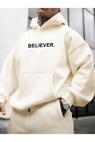 LAVİTTA Believer Written Unisex Oversized Hooded Hoodie
