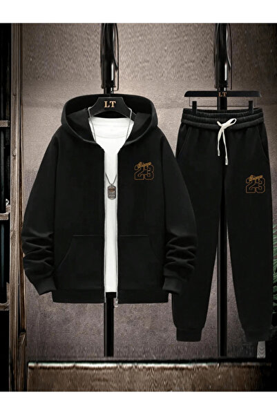 LAVİTTA 25 Embroidery Detailed Unisex Tracksuit Set – Black