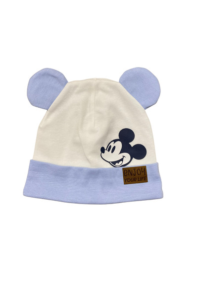 OEM Căciuliță pentru bebeluși din bumbac, cu urechiușe și imprimeu Mickey Mouse