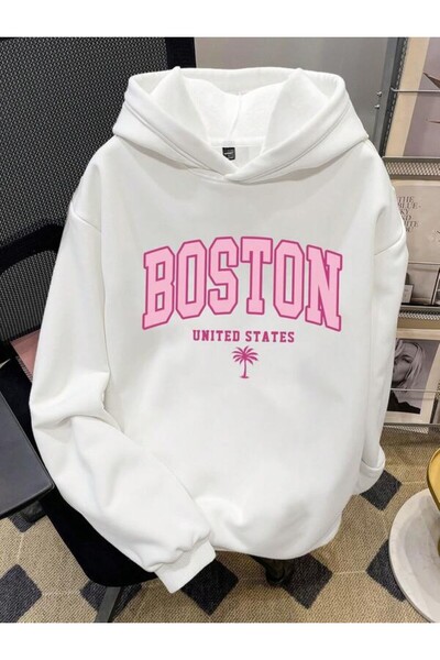 LAVİTTA Boston United States Written Hooded Sweatshirt