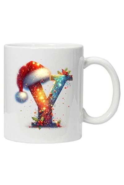 CRD PRINT Cană personalizată cu imprimeu de iarnă „inițiala numelui Y”, ceram...